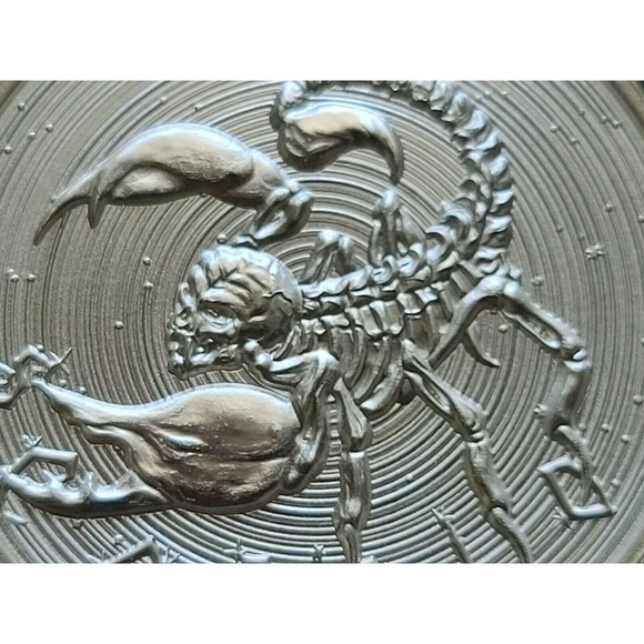 SCORPIO - ZOMBIE Zodiac Series 1 OZ 999 Silver Round in Capsule Skull Apocalypse - Picture 3 of 6